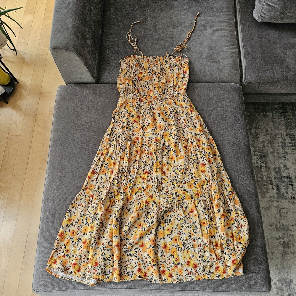 Lost + Wander Floral Print Maxi Dress in Yellow